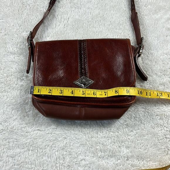 Brighton Collection Leather woven strap fold over  crossbody shoulder bag - Picture 5 of 10